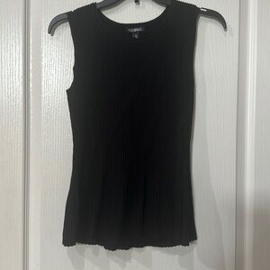 Roz & Ali petite small black sleeveless peplum hem lightweight sweater